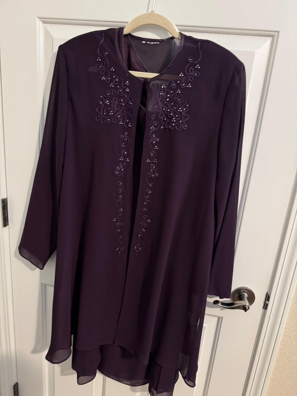 R&M Richards Formal Jacket Dress Cocktail MOB Wedding Duster Sparkle Purple 16